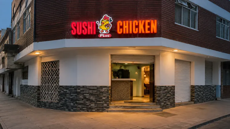 Fachada de la sede sur de Sushi Plus Chicken